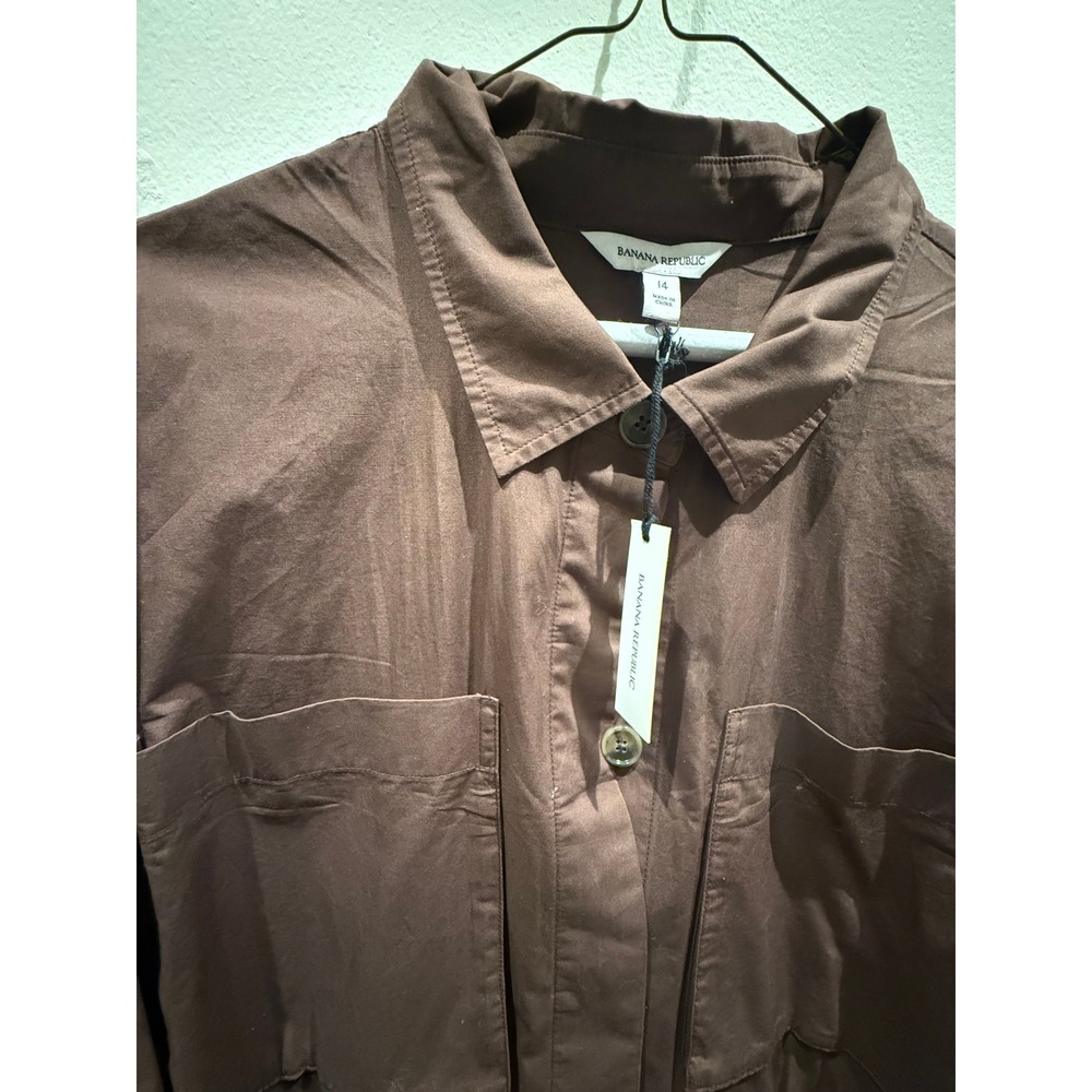 Banana Republic Womens Brown Utility Jumpsuit Long Sleeve Wide Leg Size 14 NWT - Picture 3 of 3
